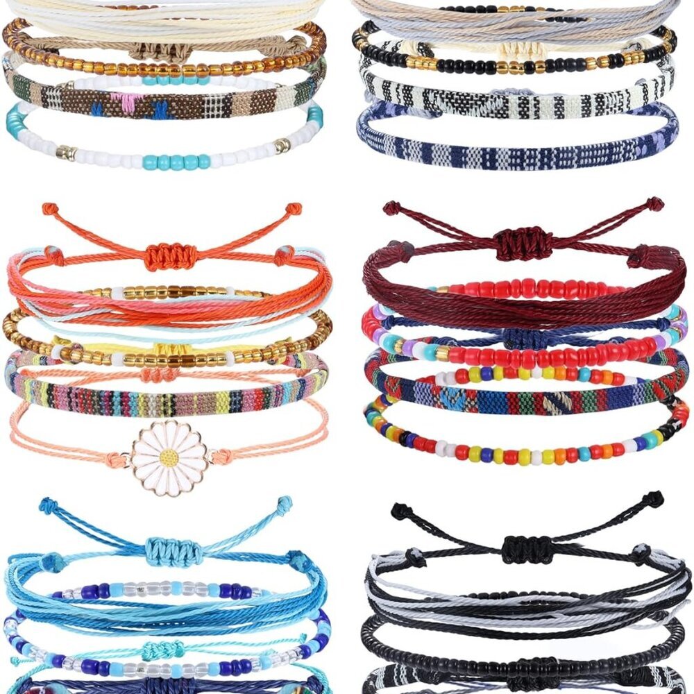 24 Pieces Waterproof String Bracelets for Women Surfer Wave Boho Bracelet Adjust - Picture 1 of 9